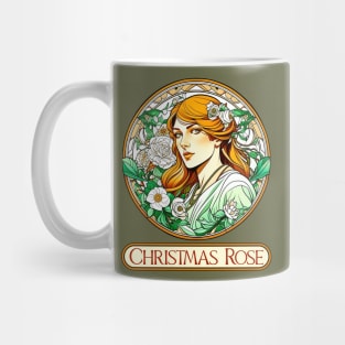 Art Nouveau Christmas Rose Woman Mug
